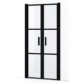 Maxaro Diamond Douchedeur | 80 cm Mat zwart Helder met zwarte strepen Pendeldeur