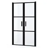 Maxaro Diamond Douchedeur | 100 cm Mat zwart Helder met zwarte strepen Pendeldeur