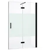 Maxaro Diamond Douchedeur | 120 cm Mat zwart Helder met matte strook Draaideur