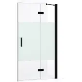 Maxaro Diamond Douchedeur | 90 cm Mat zwart Helder met matte strook Draaideur