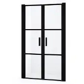 Maxaro Diamond Douchedeur | 110 cm Mat zwart Helder met zwarte strepen Pendeldeur