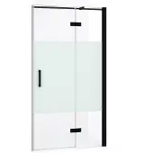 Maxaro Diamond Douchedeur | 100 cm Mat zwart Helder met matte strook Draaideur