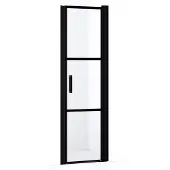 Maxaro Diamond Douchedeur | 55 cm Mat zwart Helder met zwarte strepen Draaideur