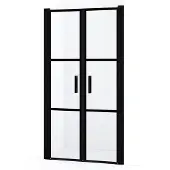 Maxaro Diamond Douchedeur | 90 cm Mat zwart Helder met zwarte strepen Pendeldeur