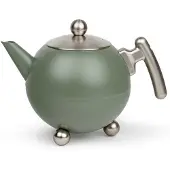 Bredemeijer - Theepot dubbelwandig - Duet Bella Ronde – 1,2 liter - RVS - Legergroen