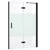 Maxaro Diamond Douchedeur | 110 cm Mat zwart Helder met matte strook Draaideur
