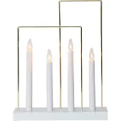 Star Trading Raam kandelaar Glossy, frame, 4-lamps, wit Glossy, wit / opaal, Hout