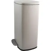 Spirella afvalbak 50 liter, roestvrij staal, met automatische dekselverlaging en binnenbak "Akira", geschikt voor de keuken. Zachte sluiting, matte taupe kleur