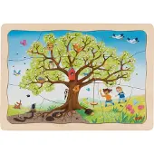 Goki Puzzel - De Seizoenen Van De Appelboom - 47 Stukjes - 4 Lagen - 28,5X20X1,5Cm - Hout - 3 Jaar