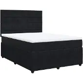 vidaXL Boxspring met matras fluweel zwart 160x200 cm