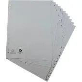 Exacompta 20x Tabbladen met bedrukte tabs in gerecycled PP - 20 tabs - 1 tot 20 - A4 - Grijs - 1721E
