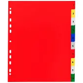Exacompta 20x Tabbladen met bedrukte tabs in gekleurde PP - 10 tabs - 1 tot 10 - A4 maxi - Geassorteerde felle kleuren - 84E
