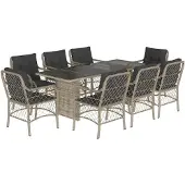 vidaXL 9-delige Tuinset met kussens poly rattan lichtgrijs