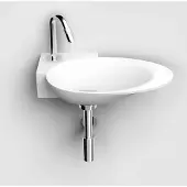 Clou First hoekfontein solid surface 39cm met kraangat links wit mat