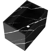 Brauer Nova vrijhangende wastafel marmerlook 60cm zonder kraangat nero marquina