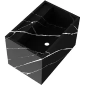 Brauer Nova vrijhangende wastafel marmerlook 60cm met kraangat nero marquina