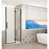 Gelco Trinity douchedeur 110cm links met helder glas zwart mat