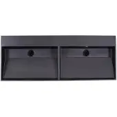Lambini Designs Arona wastafel quartz 140cm dubbel zonder kraangat zwart mat