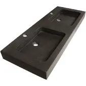 Brauer Lava dubbele wastafel natuursteen 120cm met 2 kraangaten antraciet