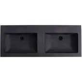 Lambini Designs Lugano wastafel quartz 140cm dubbel zonder kraangat zwart mat