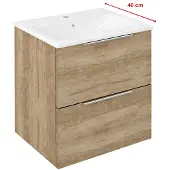 Sapho Cirasa Compact badmeubel 50cm eiken met witte wastafel