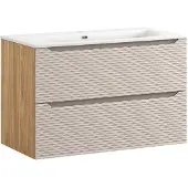 Comad Ocean Beige badmeubel 90cm met 2 lades en wastafel wit glans