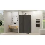 Van Rijn ST09 hoekcabine met rookglas 90x140cm zwart