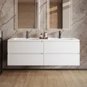 Fontana Cosmos badmeubel 160cm met dubbele wastafel en kraangaten wit mat