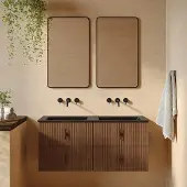 Muebles Marbella badmeubel ribbelfront 120cm walnoot met zwarte wastafel zonder kraangat