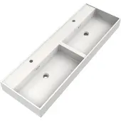 Brauer Gravity dubbele wastafel mineraalmarmer 140cm met 2 kraangaten wit glans