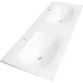 Brauer Glacier dubbele wastafel fine stone 120cm met kraangaten wit glans