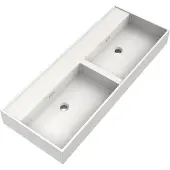Brauer Gravity dubbele wastafel mineraalmarmer 120cm zonder kraangat wit glans