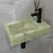 Saniclear Green Onyx fonteinset met rechte kraan in mat zwart
