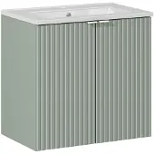 Comad Reed Green badmeubel ribbelfront 60cm met 2 deuren en witte wastafel