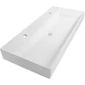 Brauer Lunar wastafel keramiek 100cm met 2 kraangaten wit glans
