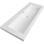 Brauer Solar Medium wastafel mineraalmarmer 120cm met 1 kraangat wit glans