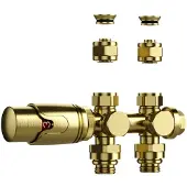 SaniGoods thermostatische radiatorkraan recht 1/2"x16 M30 goud geborsteld