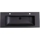 Lambini Designs Lugano wastafel quartz 120cm enkel met 2 kraangaten zwart mat