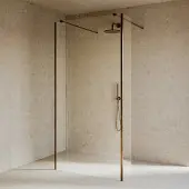 Saniclear Redro vrijstaande douchewand 90cm met zijwanden van 30cm verouderd messing