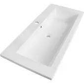 Brauer Solar Slim wastafel mineraalmarmer 100cm met 1 kraangat wit glans