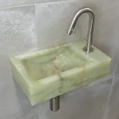 Saniclear Green Onyx fonteinset met gebogen kraan in RVS