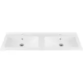 SaniGoods Hayat dubbele wastafel met 2 kraangaten 120x45cm wit