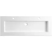 Lambini Designs Pavia wastafel keramiek 120cm enkel met 2 kraangaten wit glans