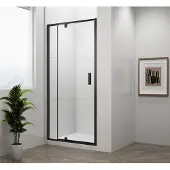 Sapho Polysan Easy Black douche draaideur helder glas 90x190cm zwart mat