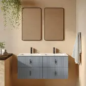 Muebles Marbella badmeubel ribbelfront 120cm baby blauw met witte wastafel met kraangat