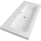 Brauer Solar Medium wastafel mineraalmarmer 100cm met 2 kraangaten wit glans