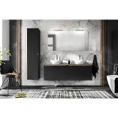 Comad Santa Fe Black badkamermeubel 120cm zwart mat met toppaneel eiken