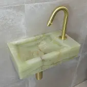 Saniclear Green Onyx fonteinset met gebogen kraan in geborsteld messing