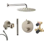 Mueller Round inbouw regendouche rond met 20cm hoofddouche en muurarm 40cm RVS