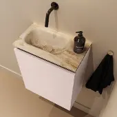 Mondiaz Ture DLux toiletmeubel 40cm rosee met wastafel frappe links zonder kraangat